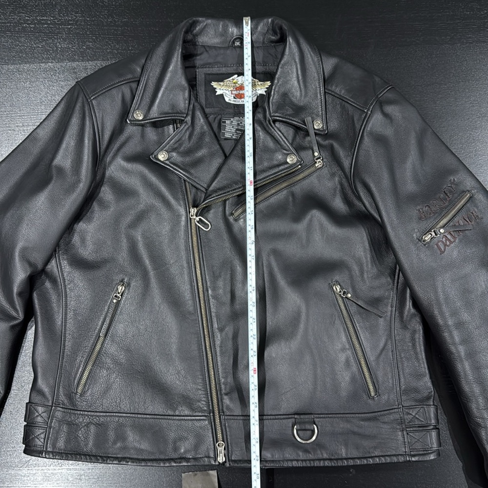 Harley-Davidson Vintage Heavy Leather Embroidered Riding Jacket with Armor - 2XL - Picture 12 of 13